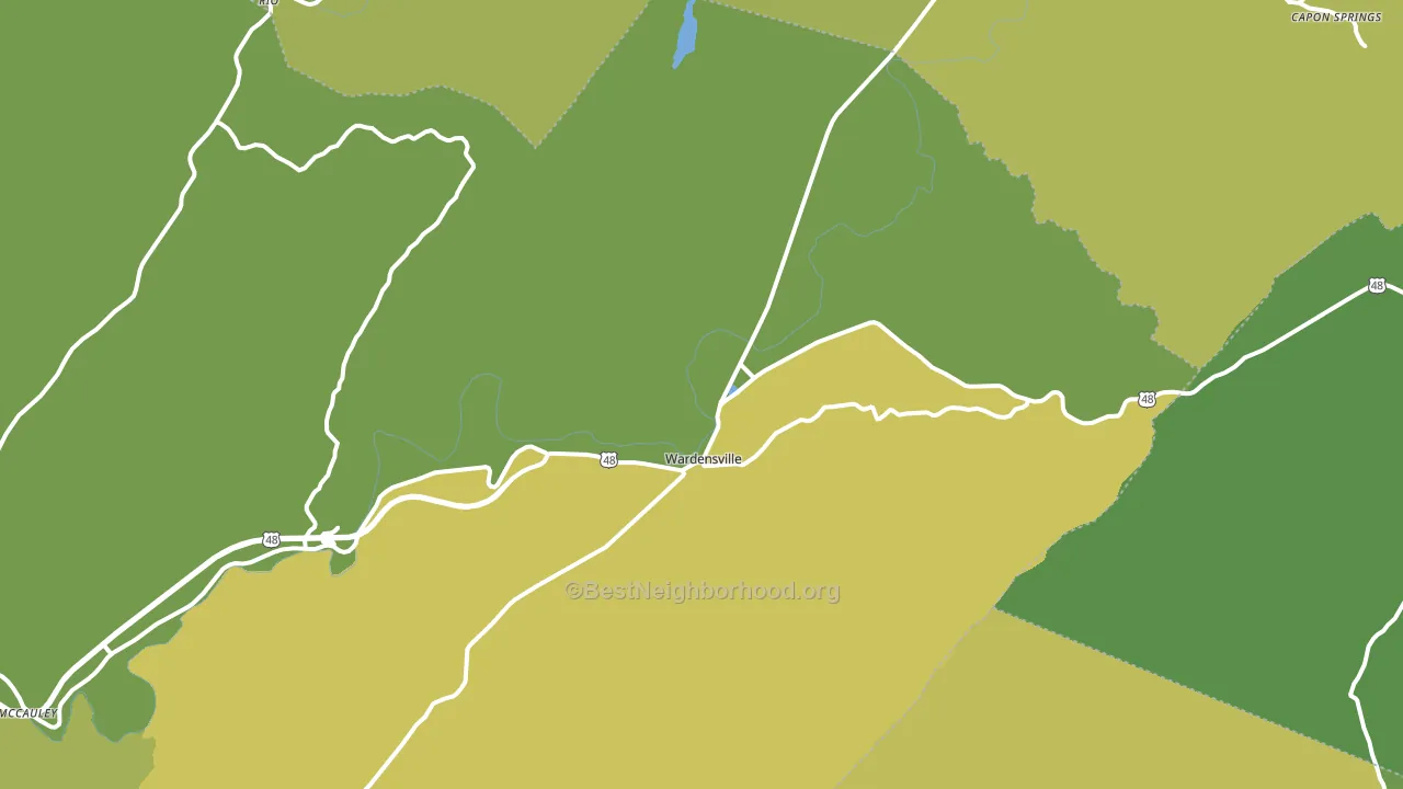 Wardensville, WV block-group voter-turnout map