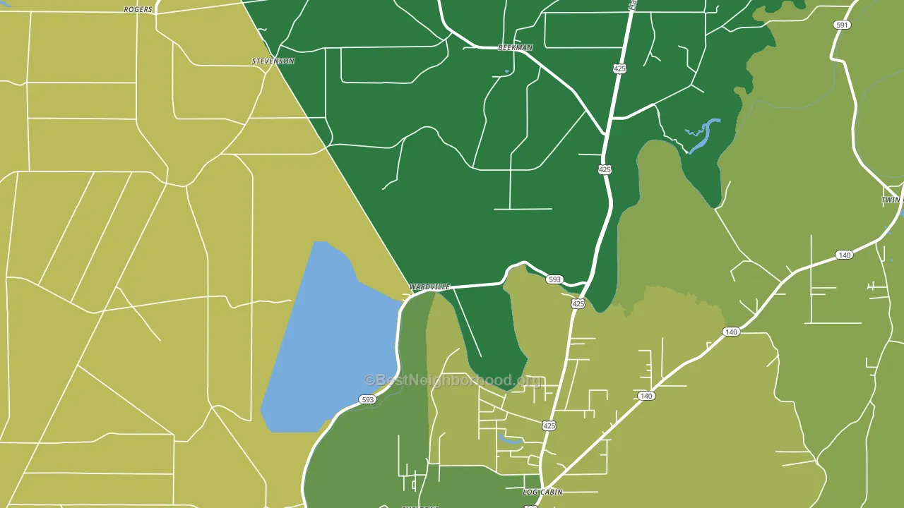 Wardville, LA block-group voter-turnout map