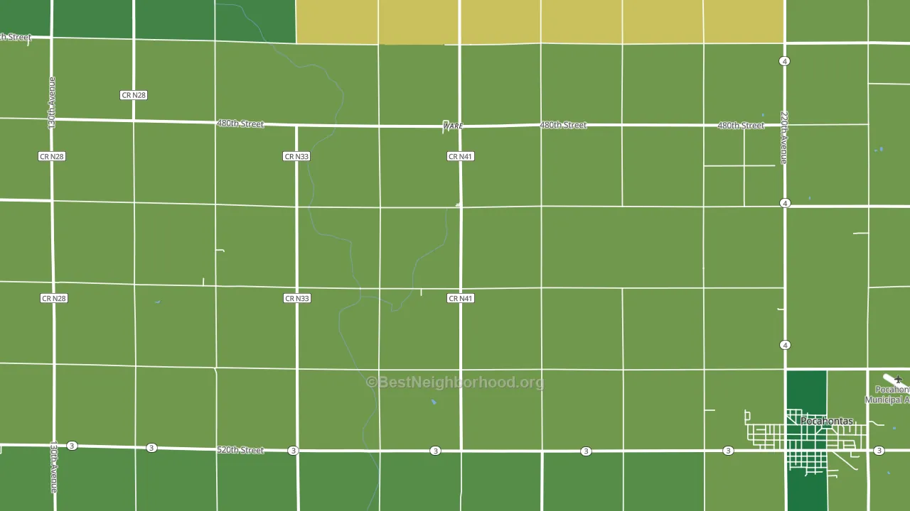Ware, IA block-group voter-turnout map