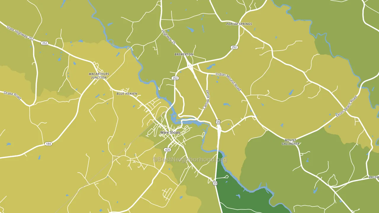 Ware Shoals, SC block-group voter-turnout map