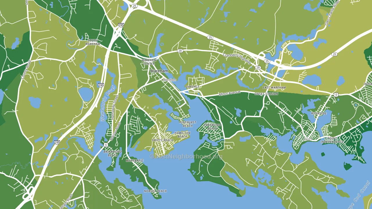 Wareham Center, MA block-group voter-turnout map