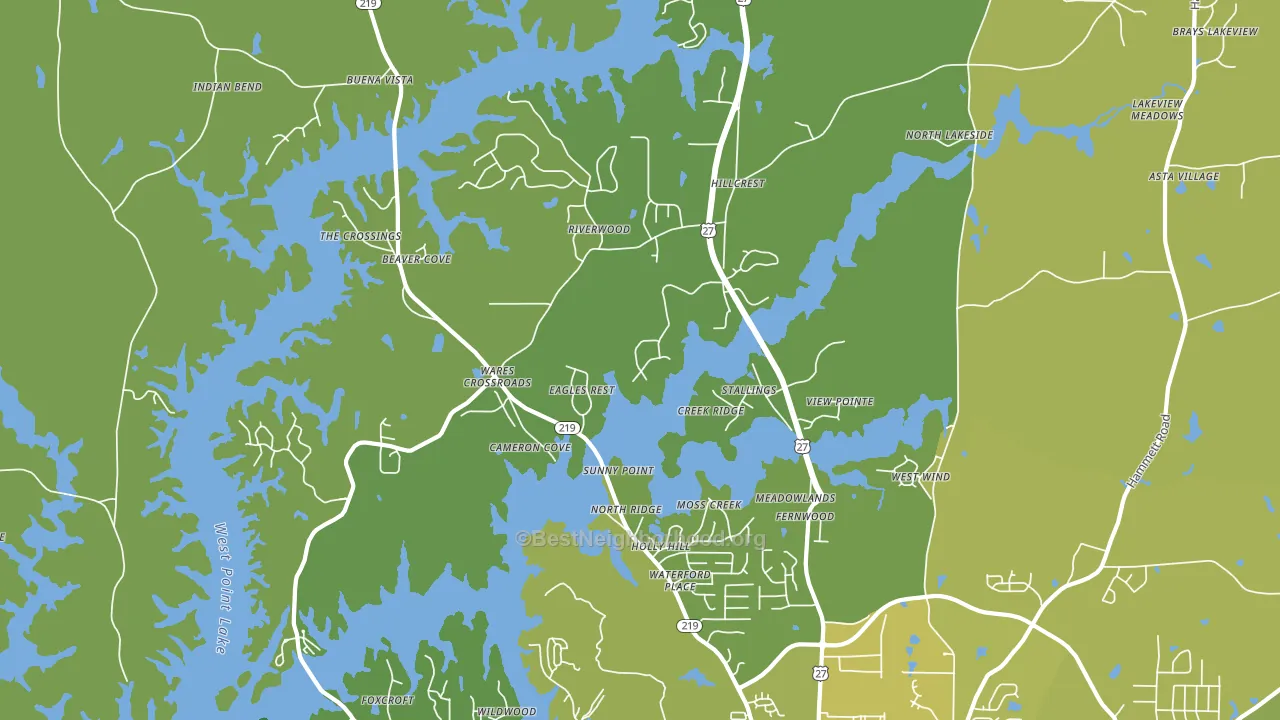 Wares Crossroads, GA block-group voter-turnout map