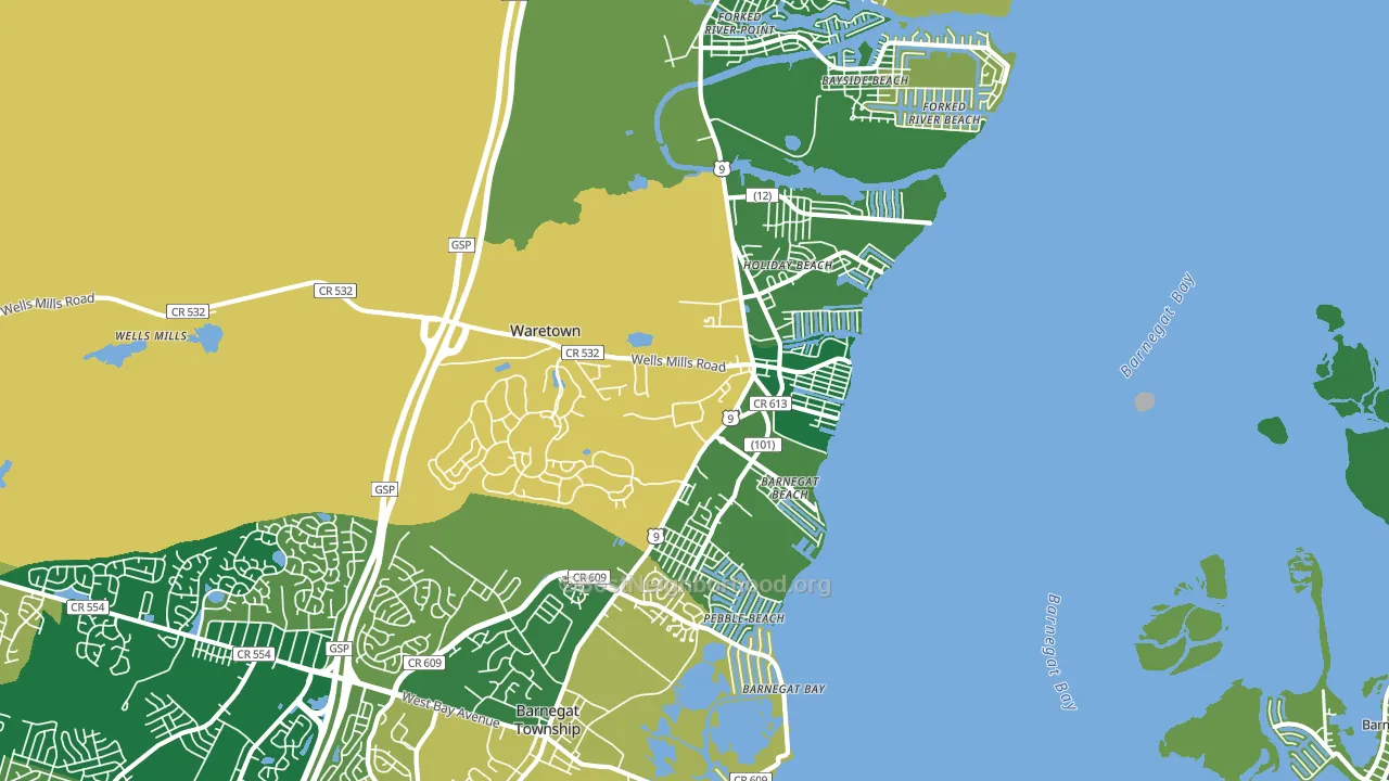 Waretown, NJ block-group voter-turnout map