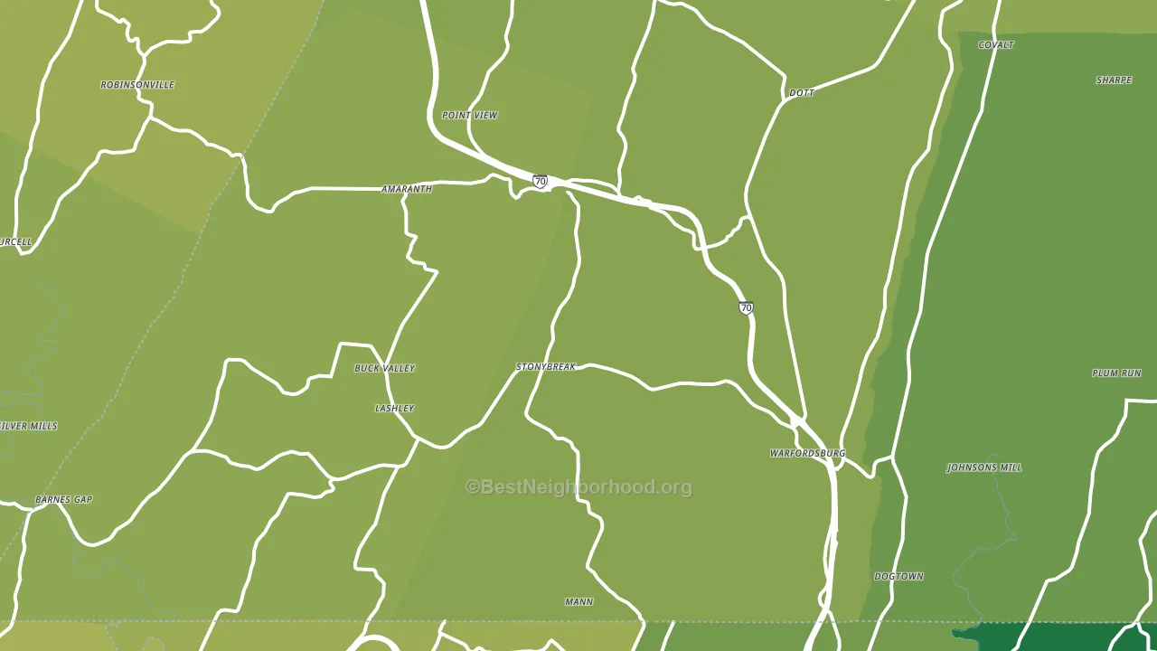 Warfordsburg, PA block-group voter-turnout map