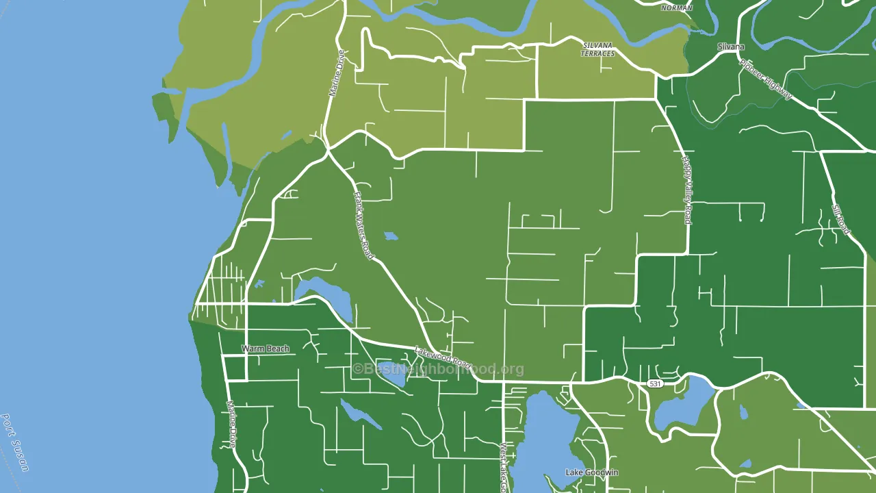 Warm Beach, WA block-group voter-turnout map