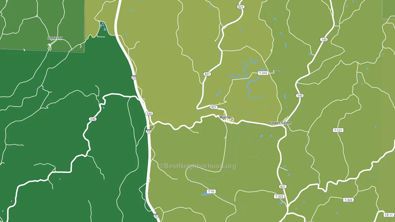 Warner, OH block-group voter-turnout map