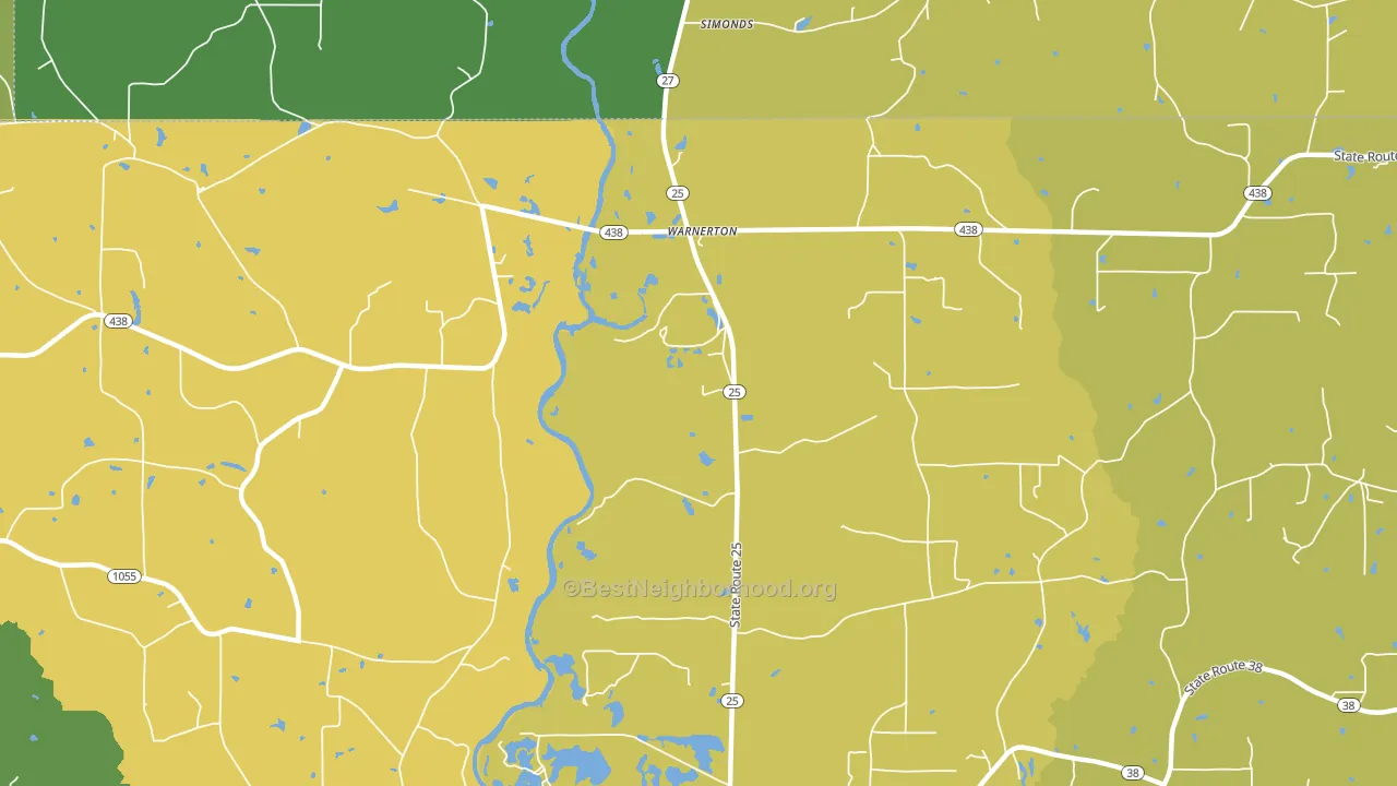 Warnerton, LA block-group voter-turnout map