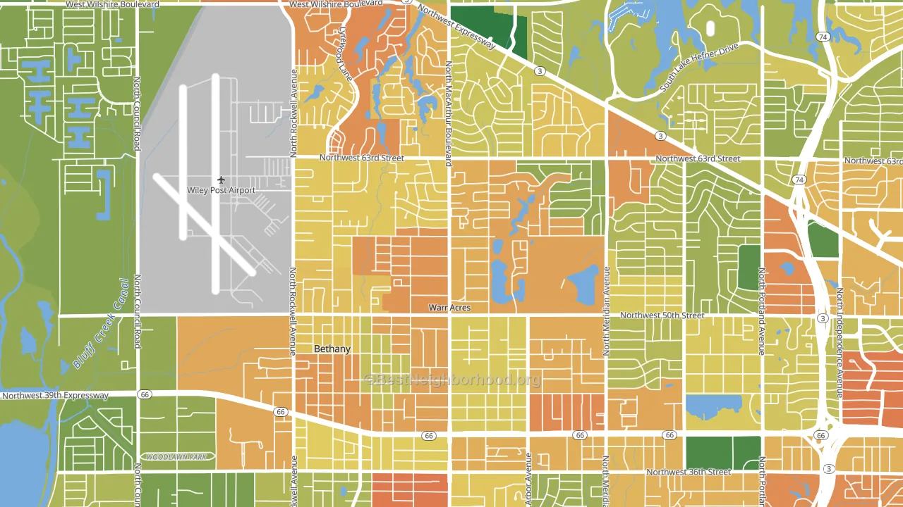 Warr Acres, OK block-group voter-turnout map