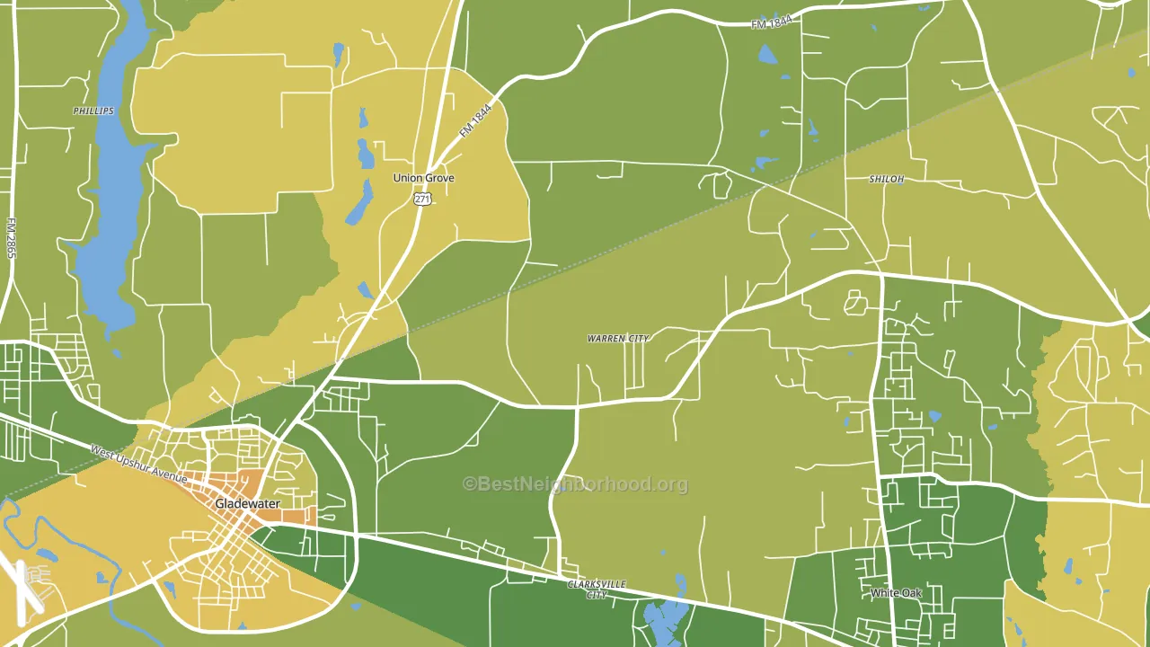 Warren City, TX block-group voter-turnout map