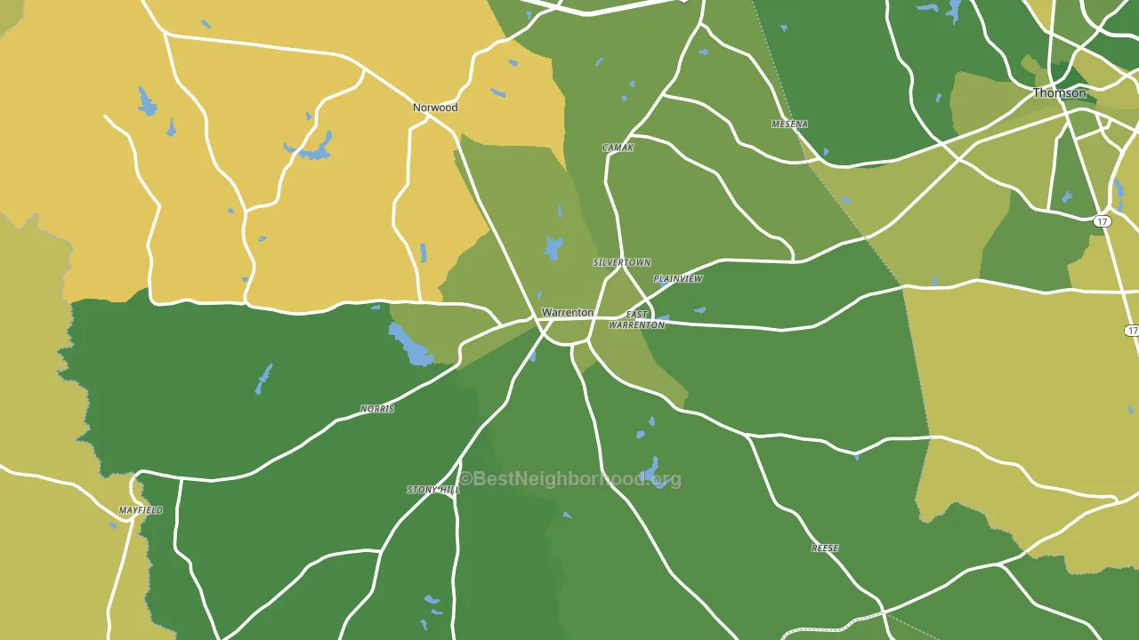 Warren County, GA block-group voter-turnout map