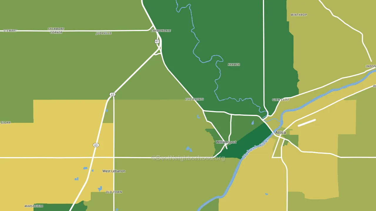 Warren County, IN block-group voter-turnout map