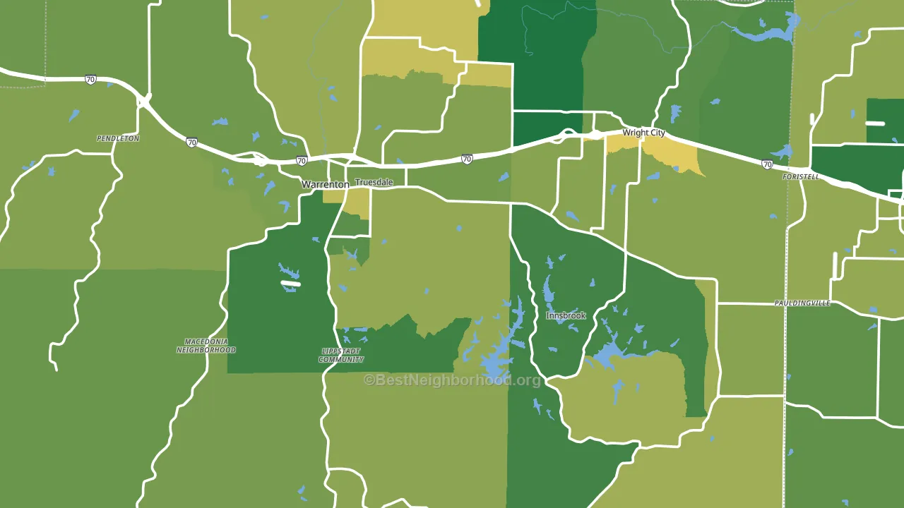Warren County, MO block-group voter-turnout map