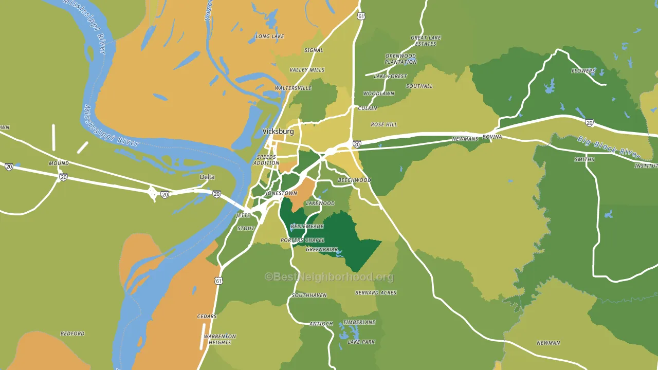 Warren County, MS block-group voter-turnout map