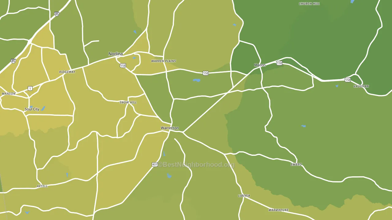 Warren County, NC block-group voter-turnout map