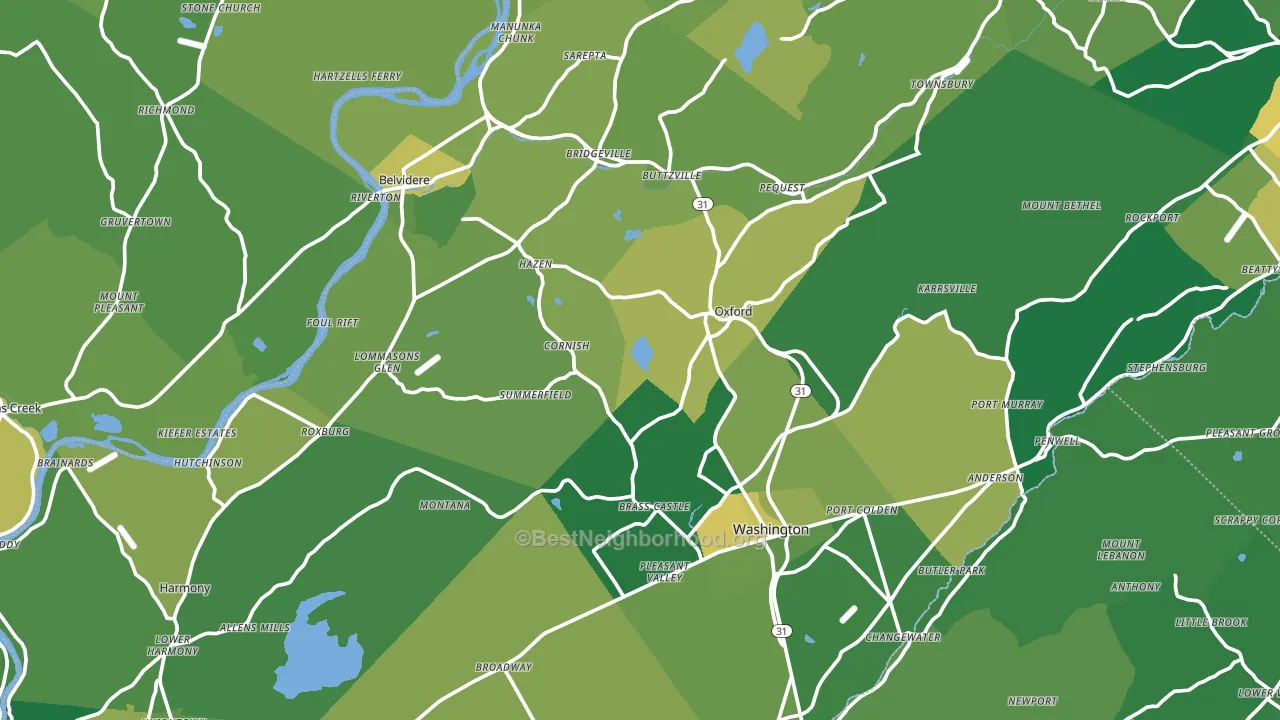 Warren County, NJ block-group voter-turnout map