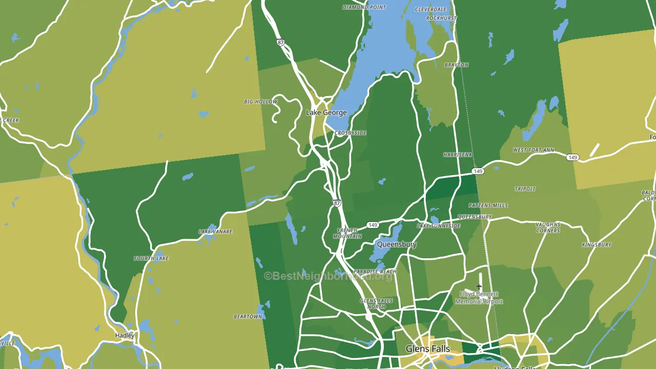 Warren County, NY block-group voter-turnout map