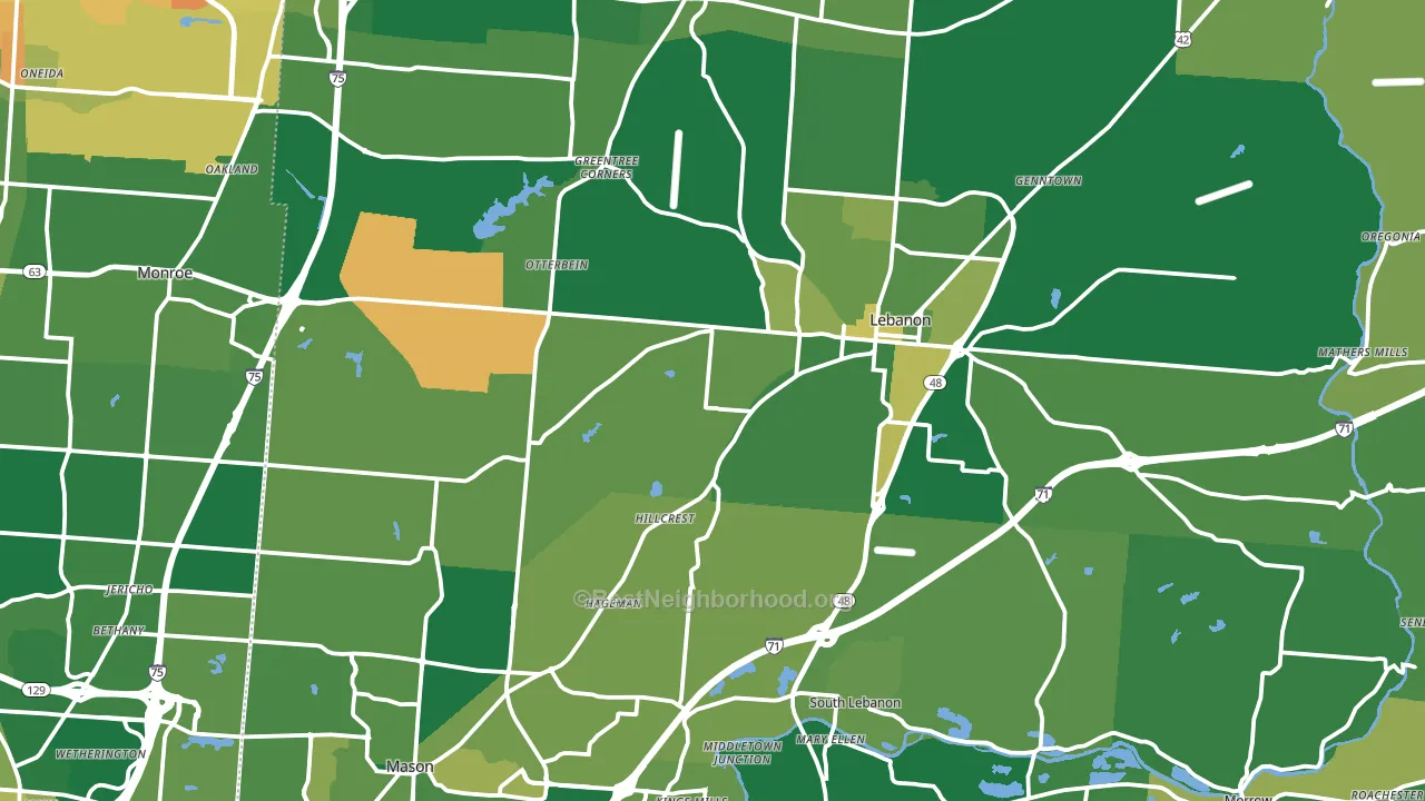 Warren County, OH block-group voter-turnout map