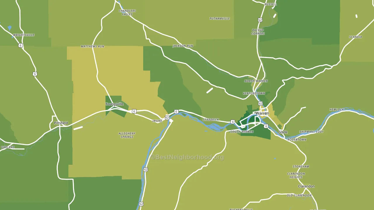 Warren County, PA block-group voter-turnout map
