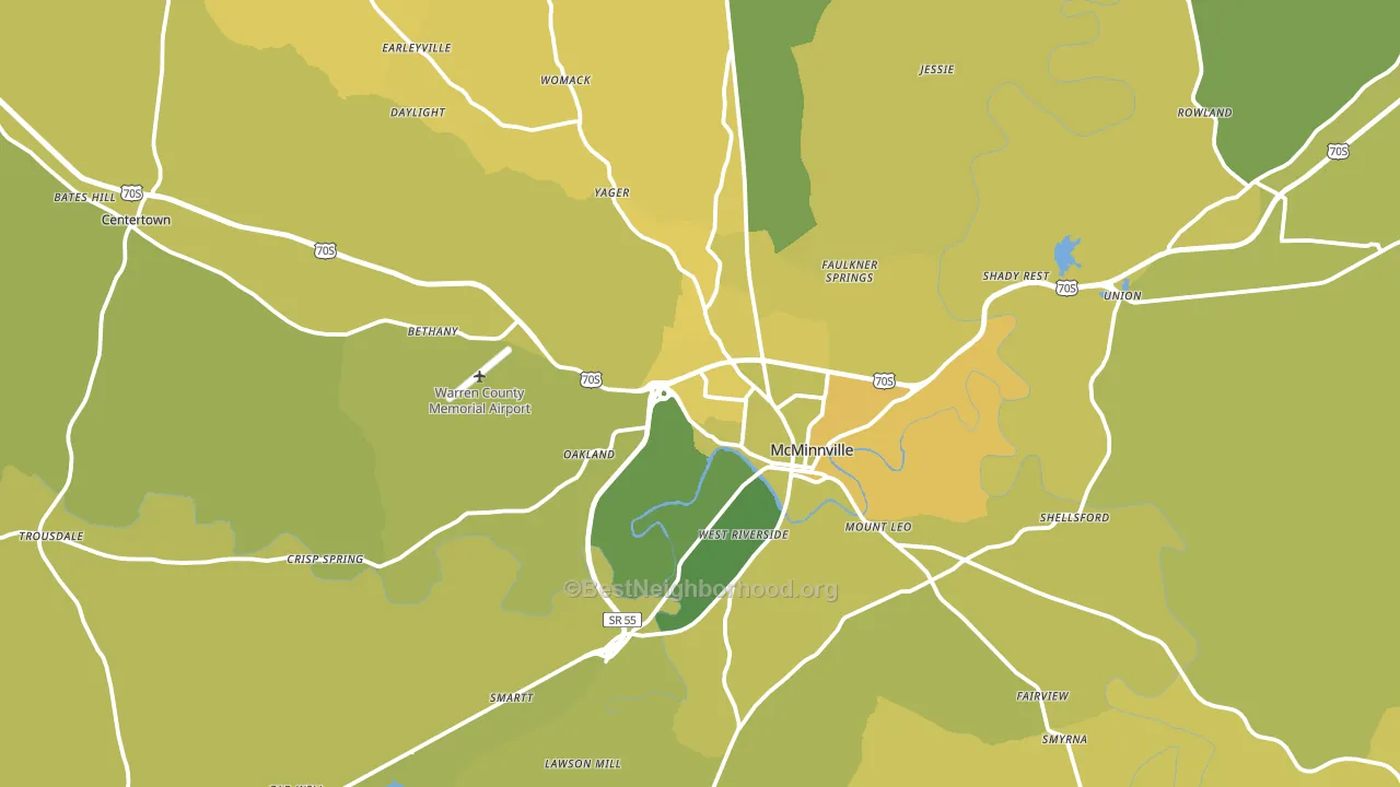 Warren County, TN block-group voter-turnout map