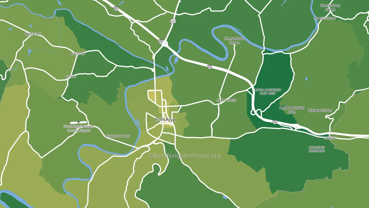 Warren County, VA block-group voter-turnout map