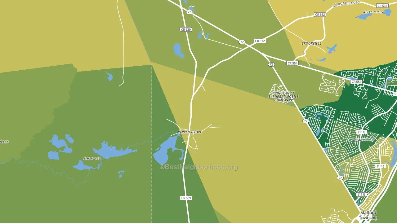 Warren Grove, NJ block-group voter-turnout map