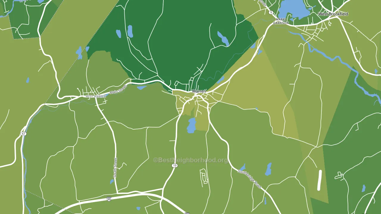 Warren, MA block-group voter-turnout map