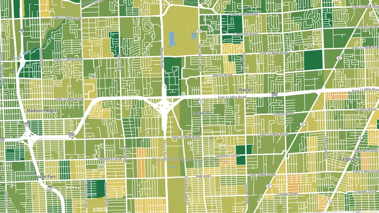 Warren, MI block-group voter-turnout map