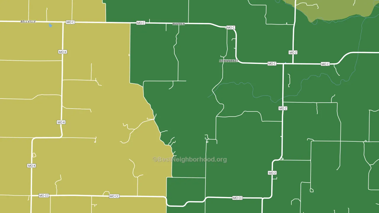 Warren, MO block-group voter-turnout map