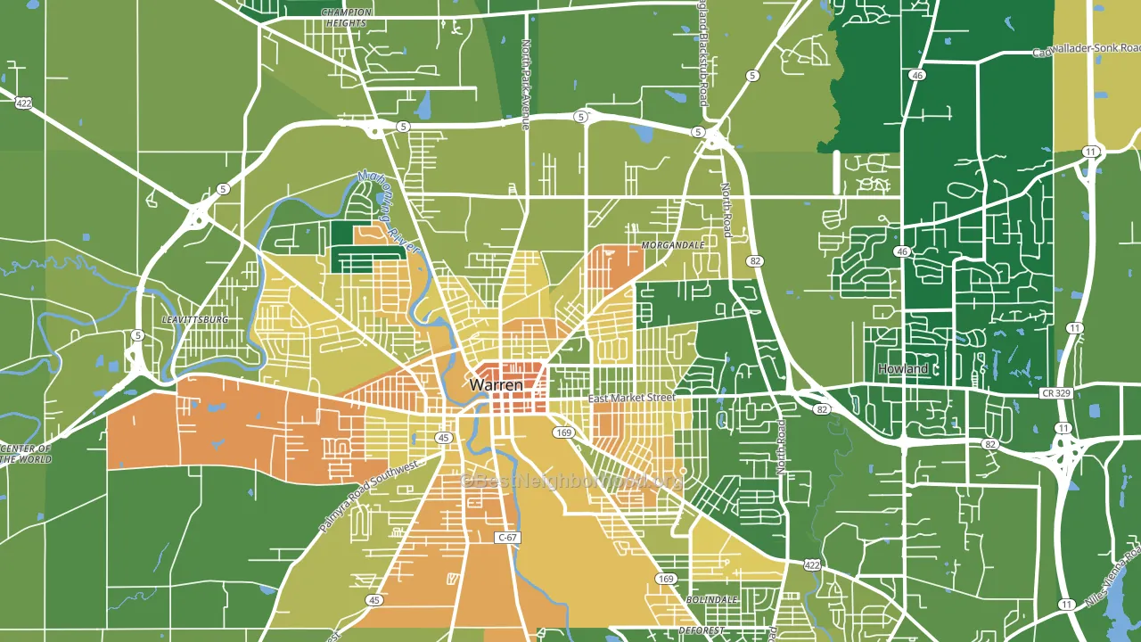 Warren, OH block-group voter-turnout map