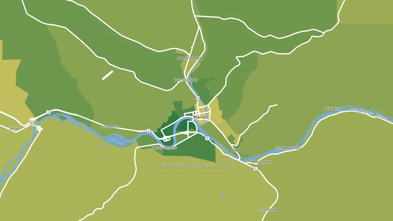 Warren, PA block-group voter-turnout map