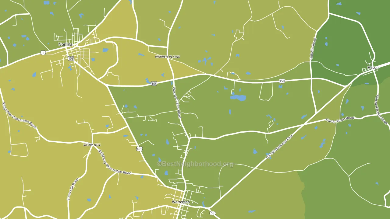 Warren Plains, NC block-group voter-turnout map