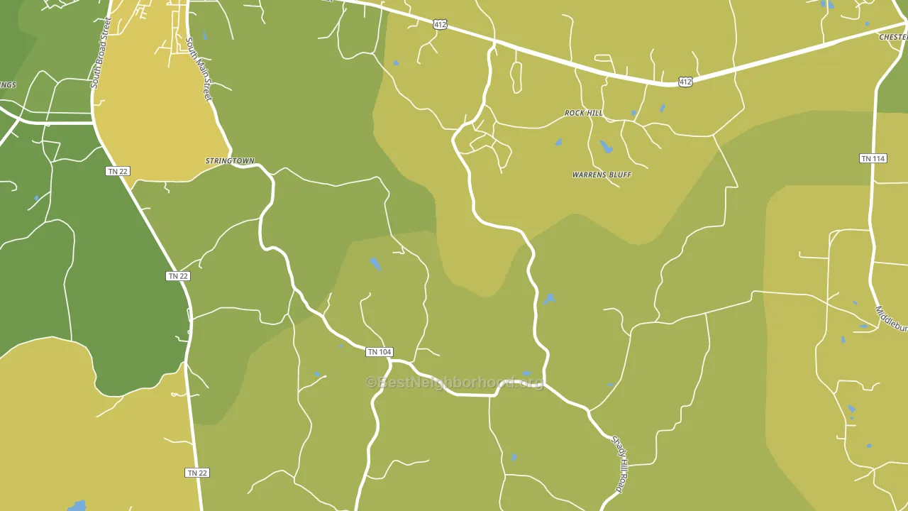 Warrens Bluff, TN block-group voter-turnout map