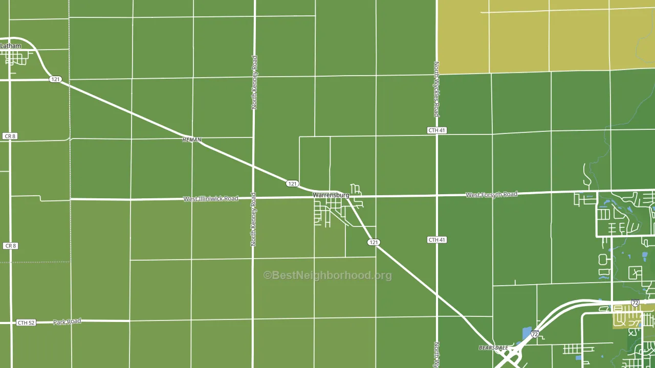 Warrensburg, IL block-group voter-turnout map