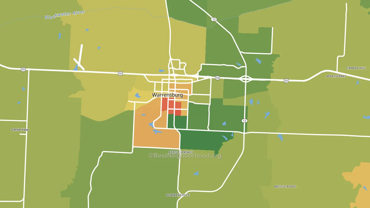 Warrensburg, MO block-group voter-turnout map