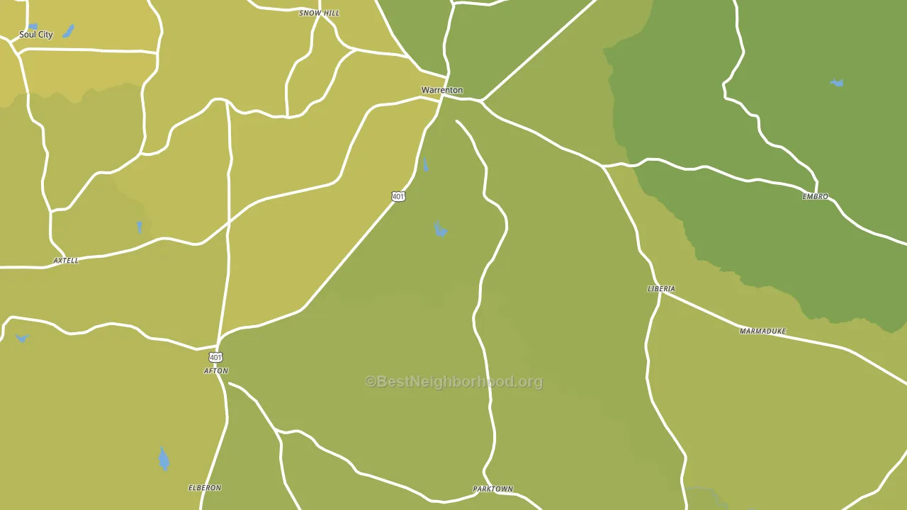 Warrenton, NC block-group voter-turnout map