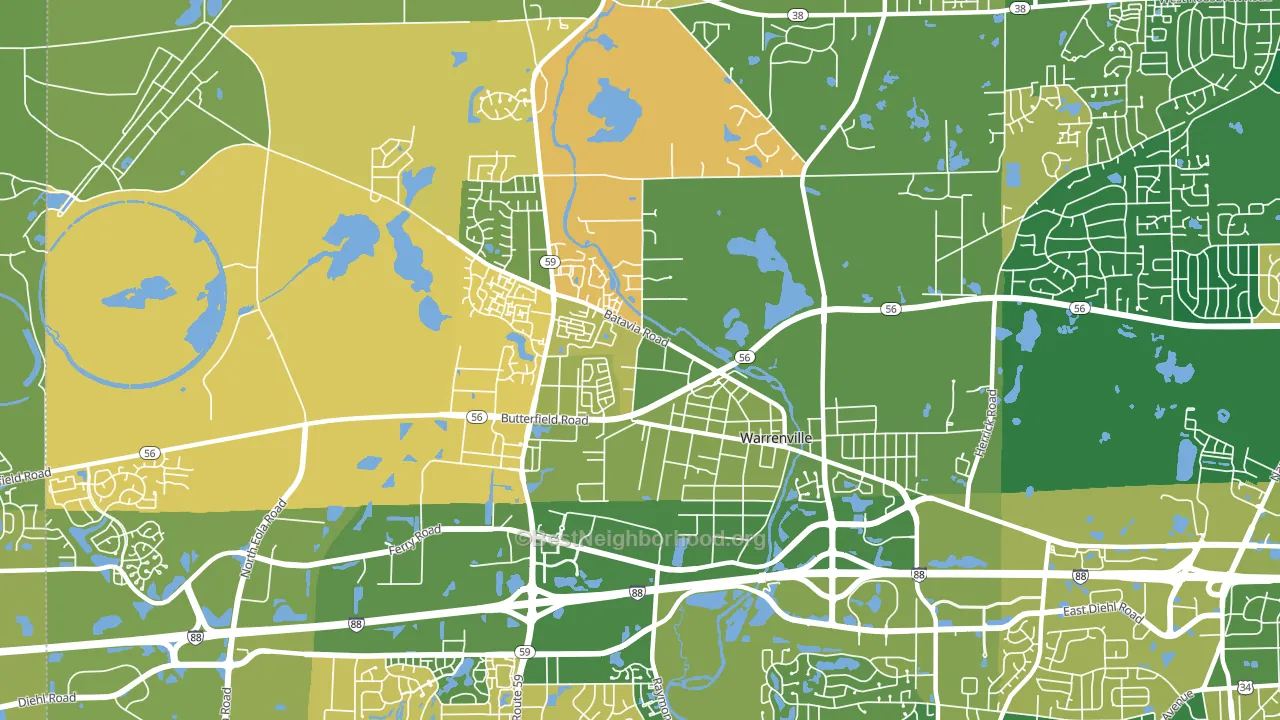 Warrenville, IL block-group voter-turnout map