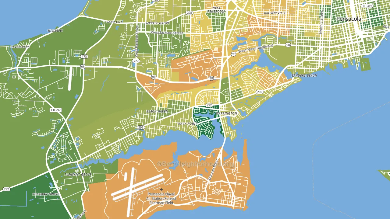 Warrington, FL block-group voter-turnout map