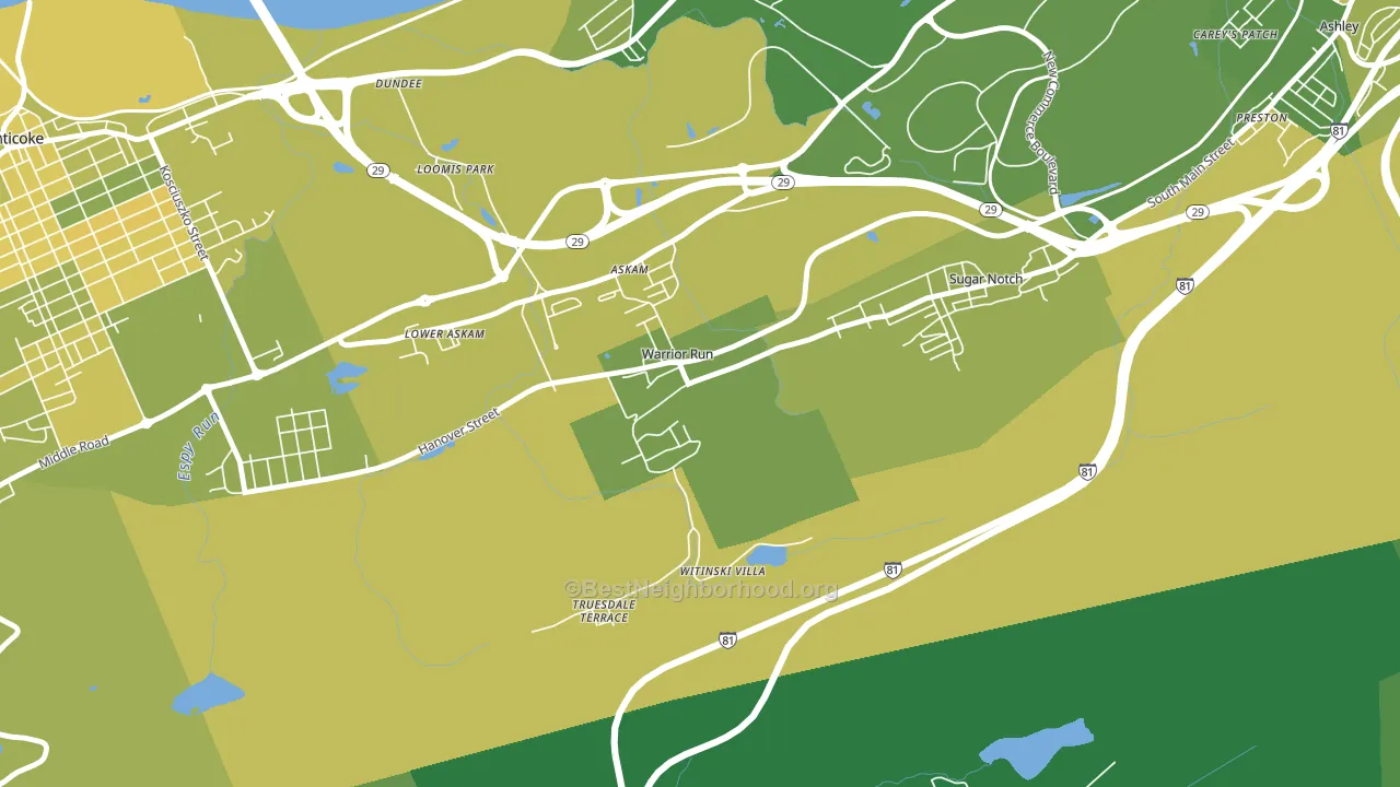 Warrior Run, PA block-group voter-turnout map
