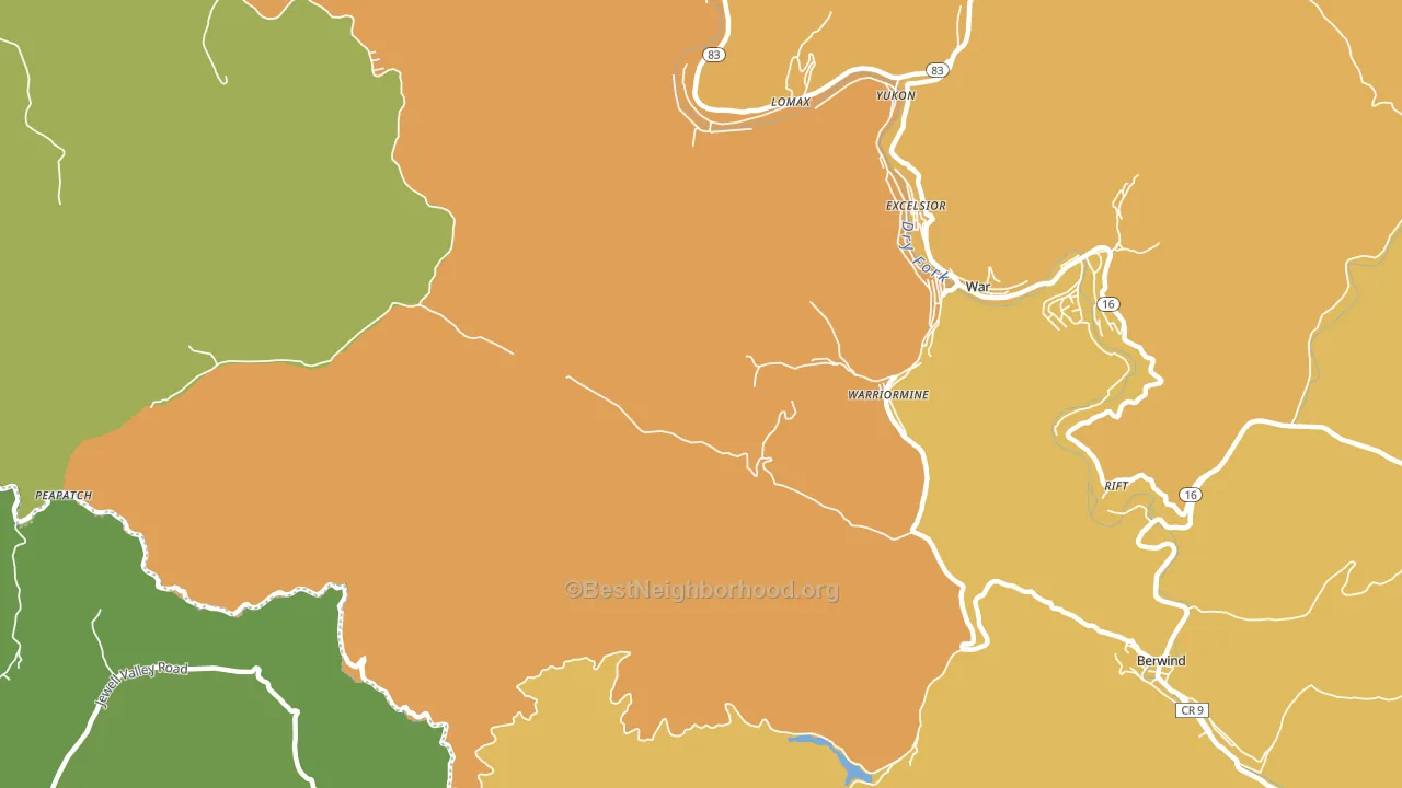 Warriormine, WV block-group voter-turnout map