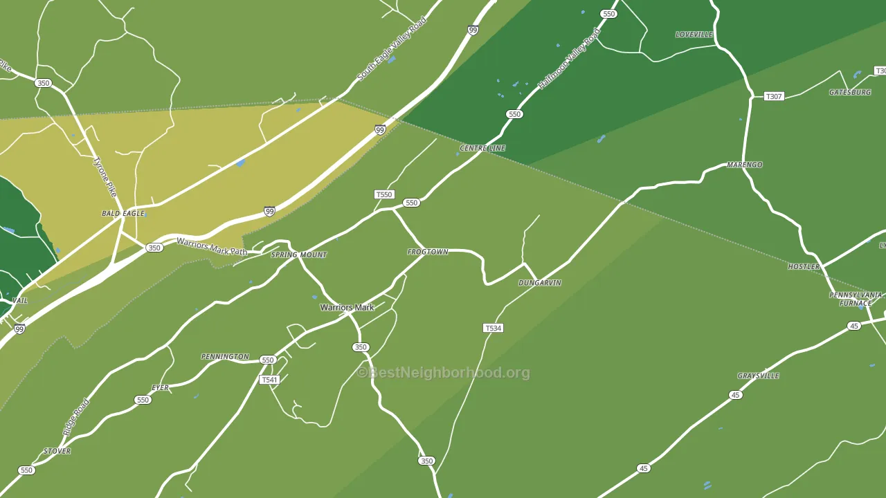 Warriors Mark, PA block-group voter-turnout map