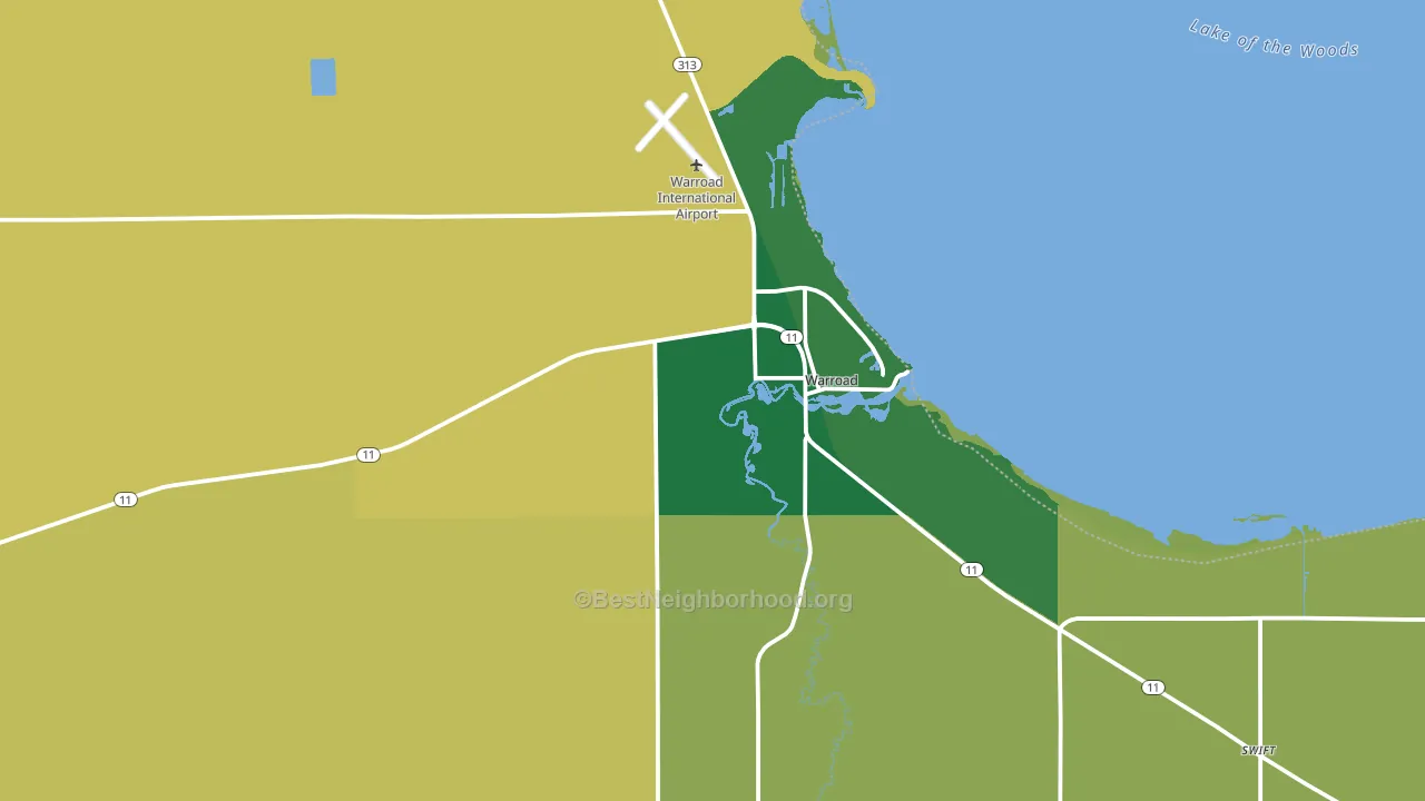 Warroad, MN block-group voter-turnout map