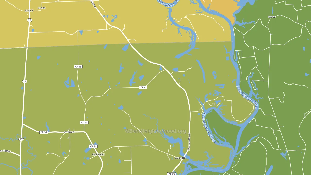 Warsaw, AL block-group voter-turnout map