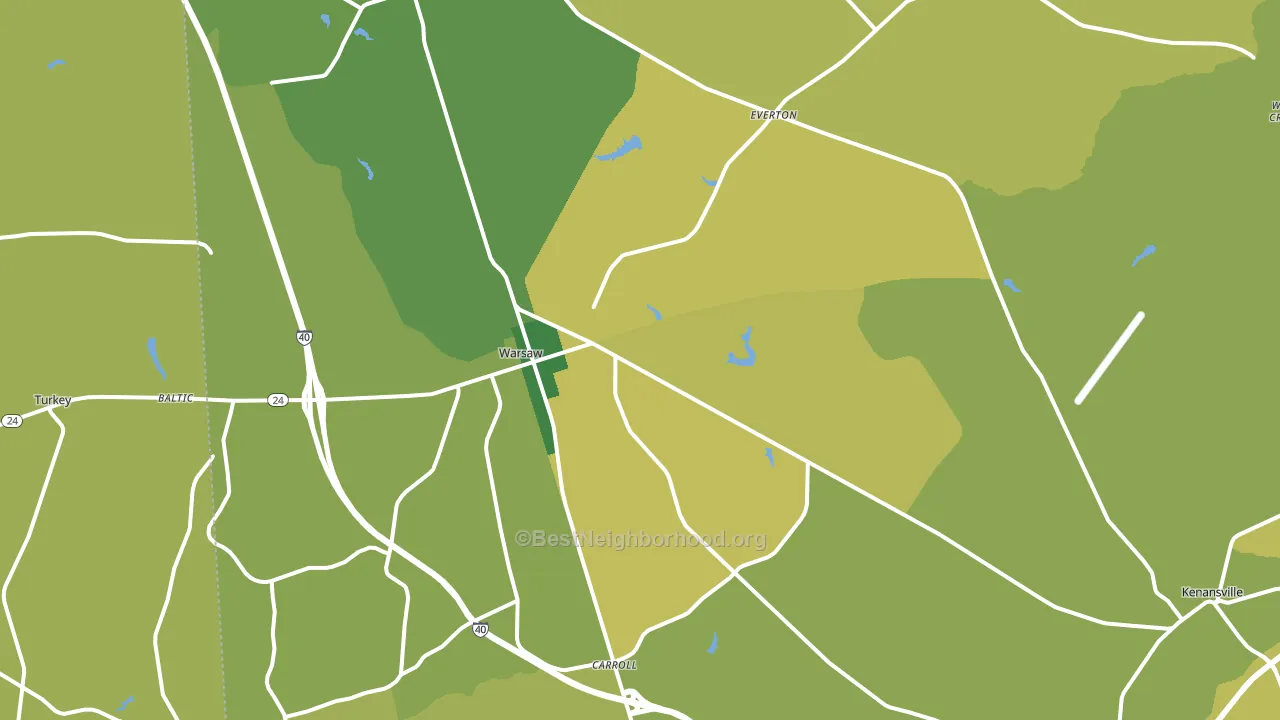 Warsaw, NC block-group voter-turnout map