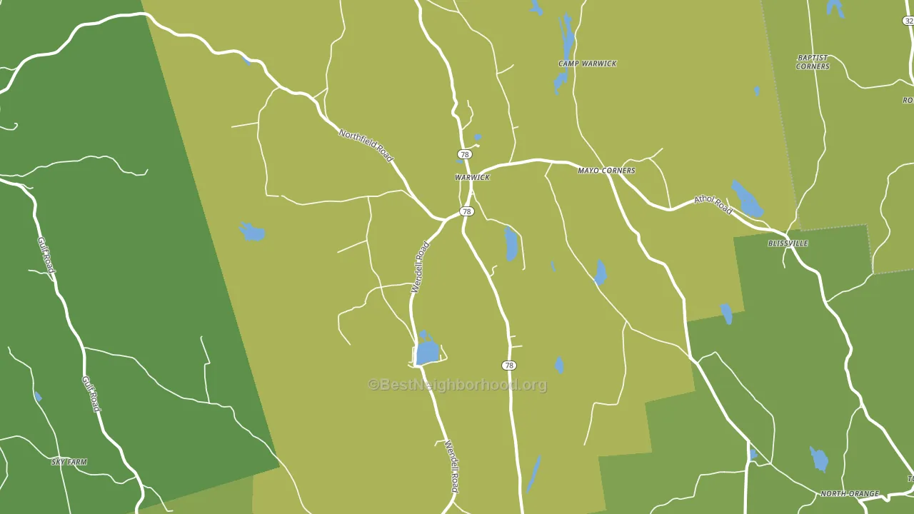 Warwick, MA block-group voter-turnout map
