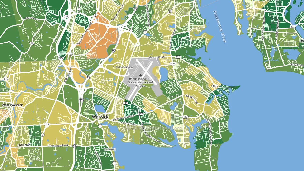 Warwick, RI block-group voter-turnout map