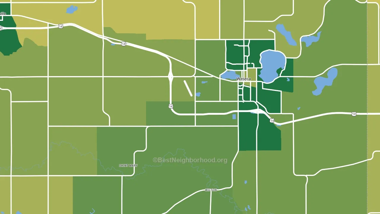 Waseca County, MN block-group voter-turnout map