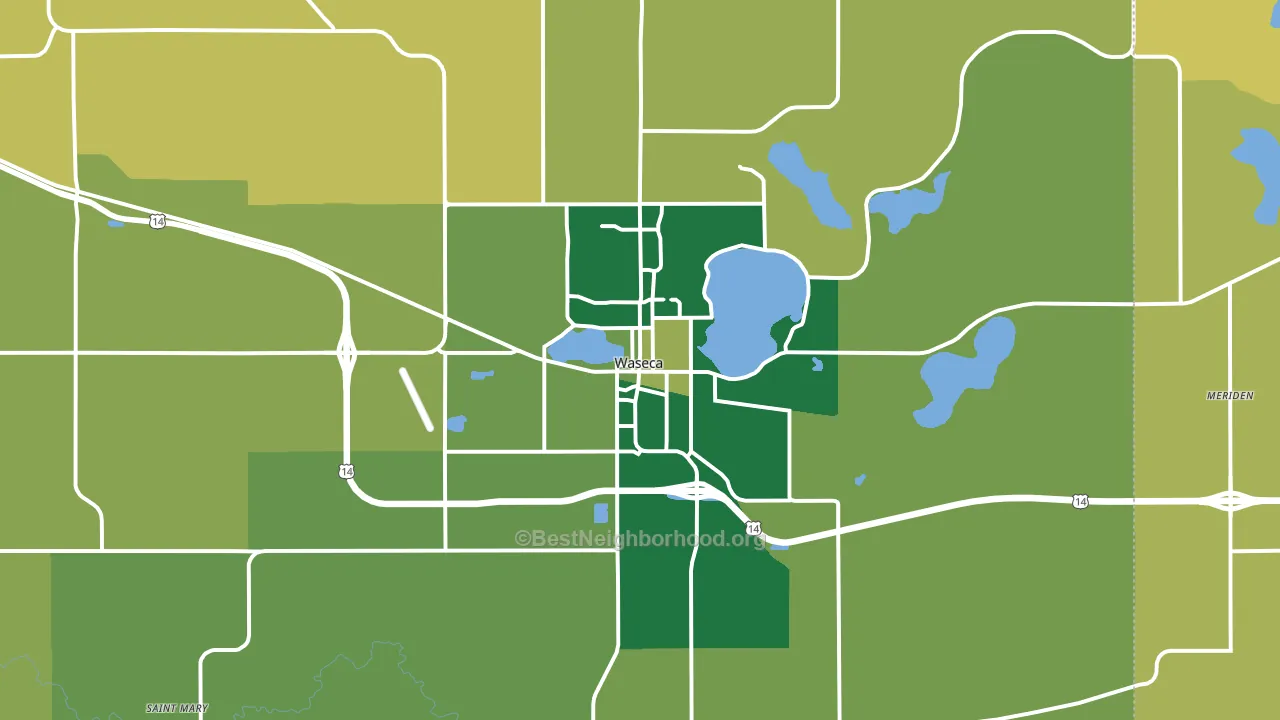 Waseca, MN block-group voter-turnout map