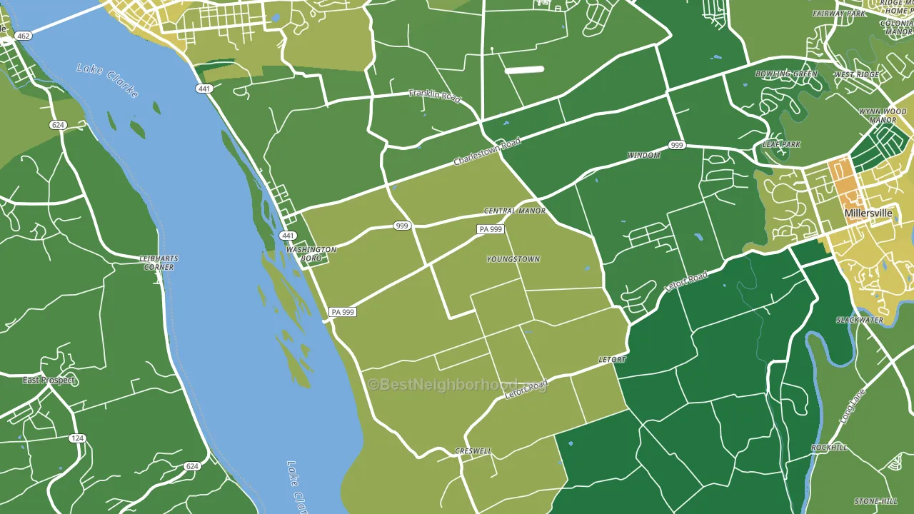 Washington Boro, PA block-group voter-turnout map