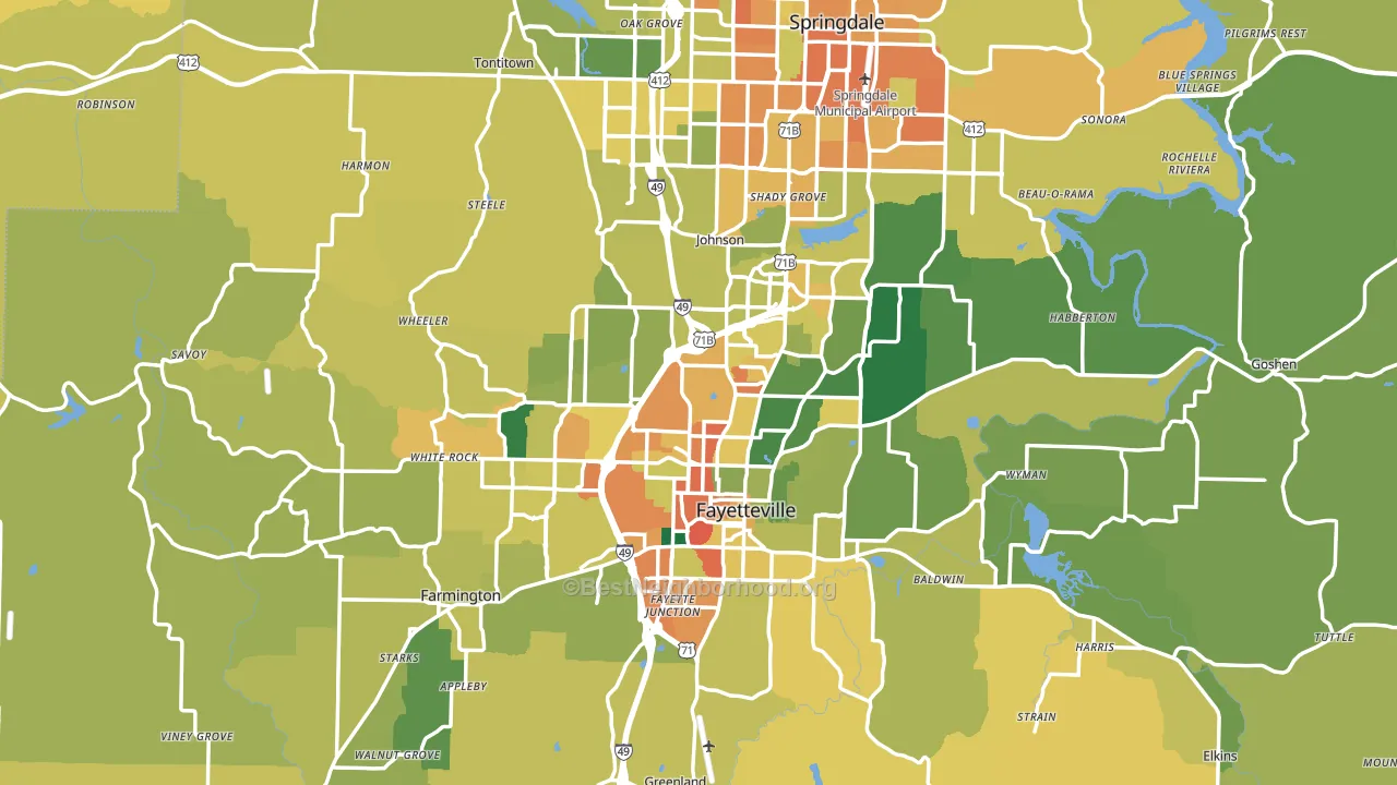 Washington County, AR block-group voter-turnout map