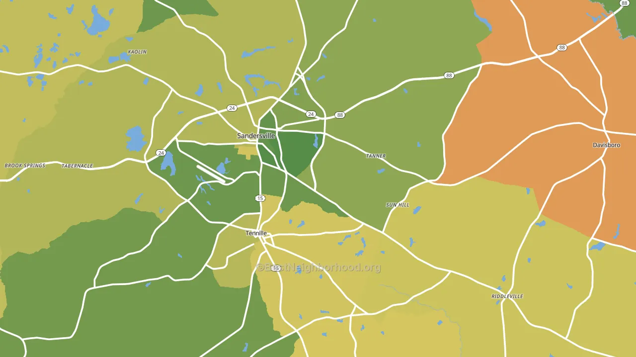 Washington County, GA block-group voter-turnout map